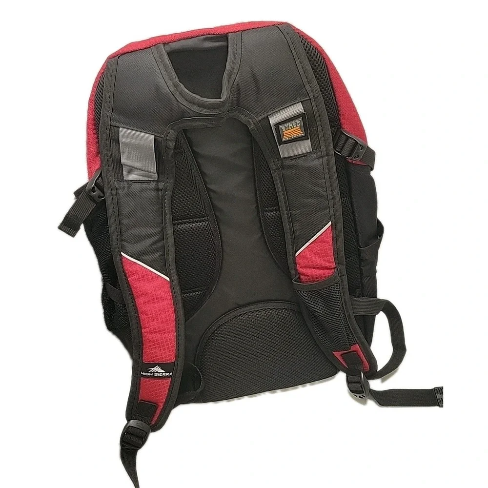 High Sierra Red Black Backpack Book School Travel Hiking Daypack‎ Multi Pocket